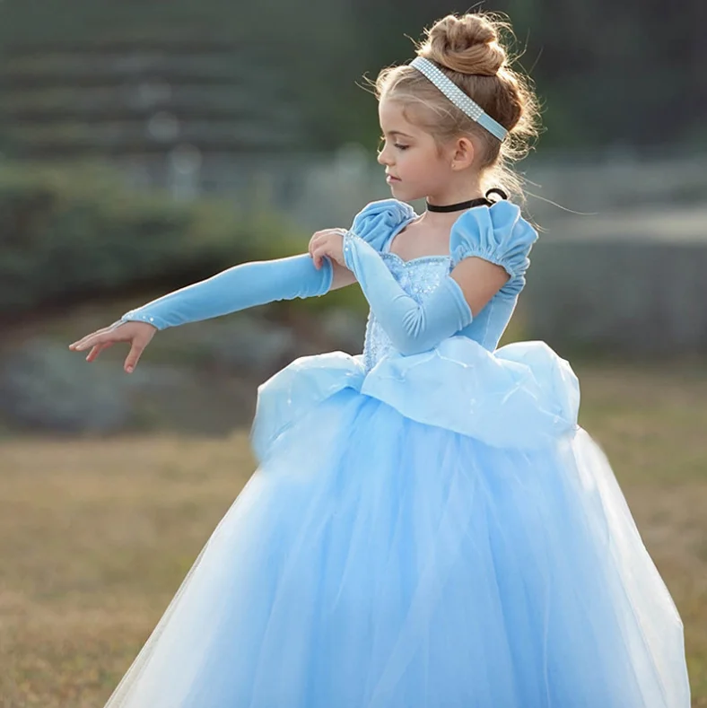 Princess Costumes Girls Blue Dress Up Kids Fancy Halloween Christmas ...