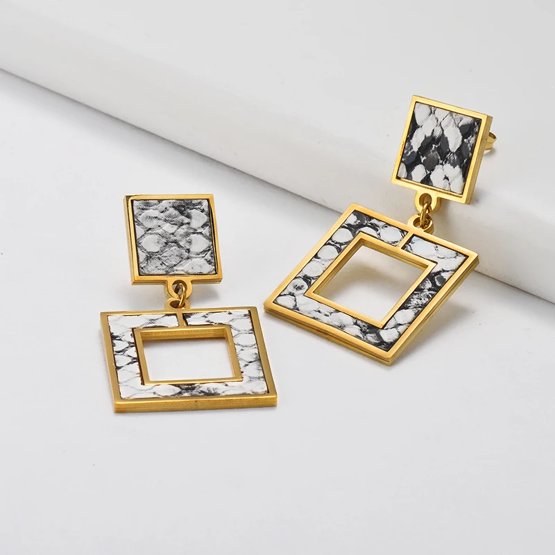 

BAOYAN Fashion 18k Gold Plated Stainless Steel Square Earrings For Women, Gold color