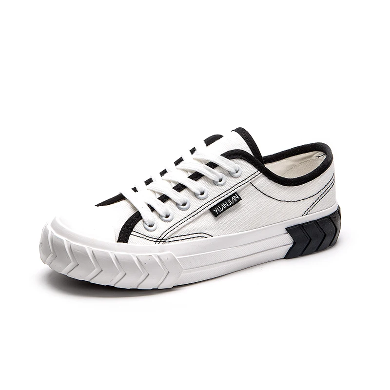 

Fashion comfortable walking flats women vulcanized canvas shoes, Black/white/red