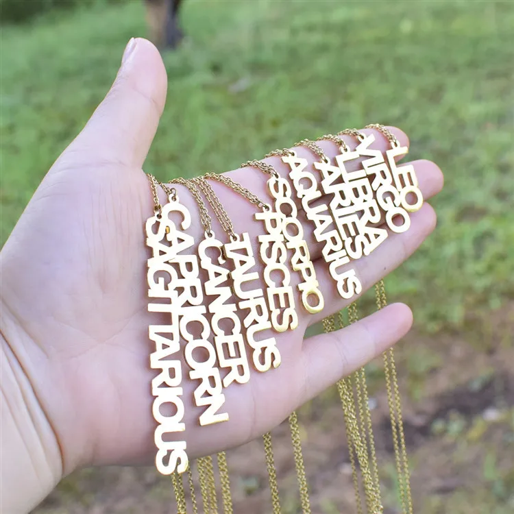 

Custom Design Jewelry Stainless Steel Gold Plated Zodiac Sign Necklace