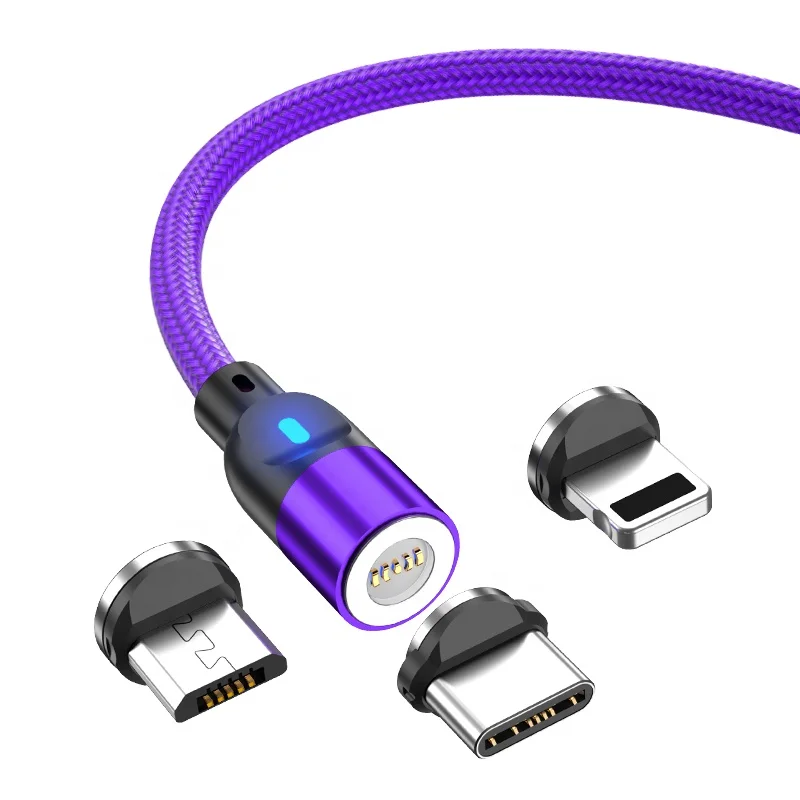 

OEM Braided Cell Phone Quick Charging Magnet Kabel 3.0 A 3A Data Cable Magnetic Micro Usb Charger Cable, Black/purple/red