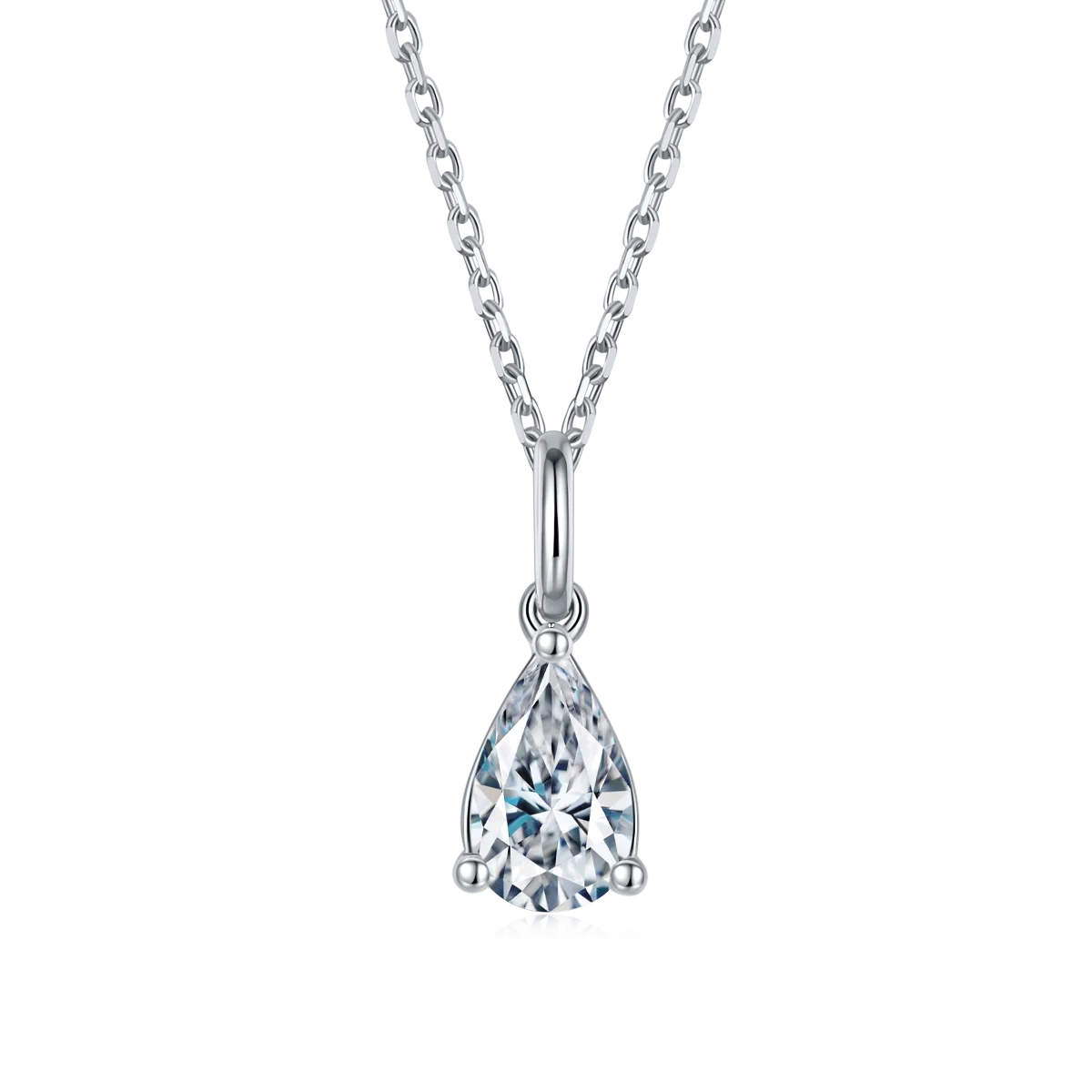 

Silver 925 Original Diamond Test Past Excellent Cut 1 Carat D Color Water Drop Moissanite Pendant Necklace Gemstone Party Chain