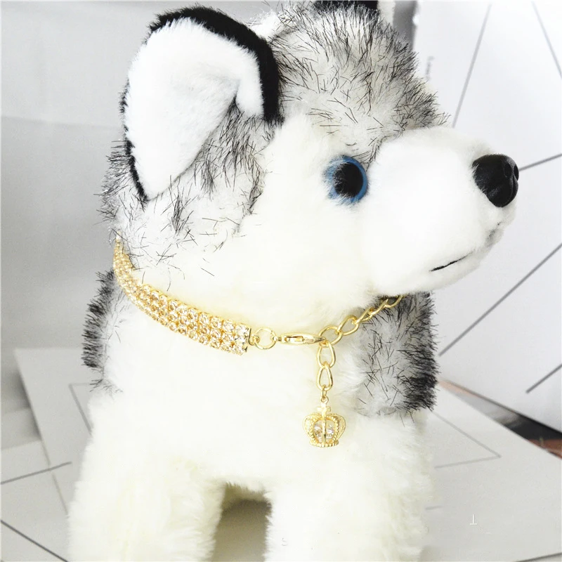 

Wholesale luxury Pet jewelry crown diamond rhinestone bling studded pet dog collar necklace