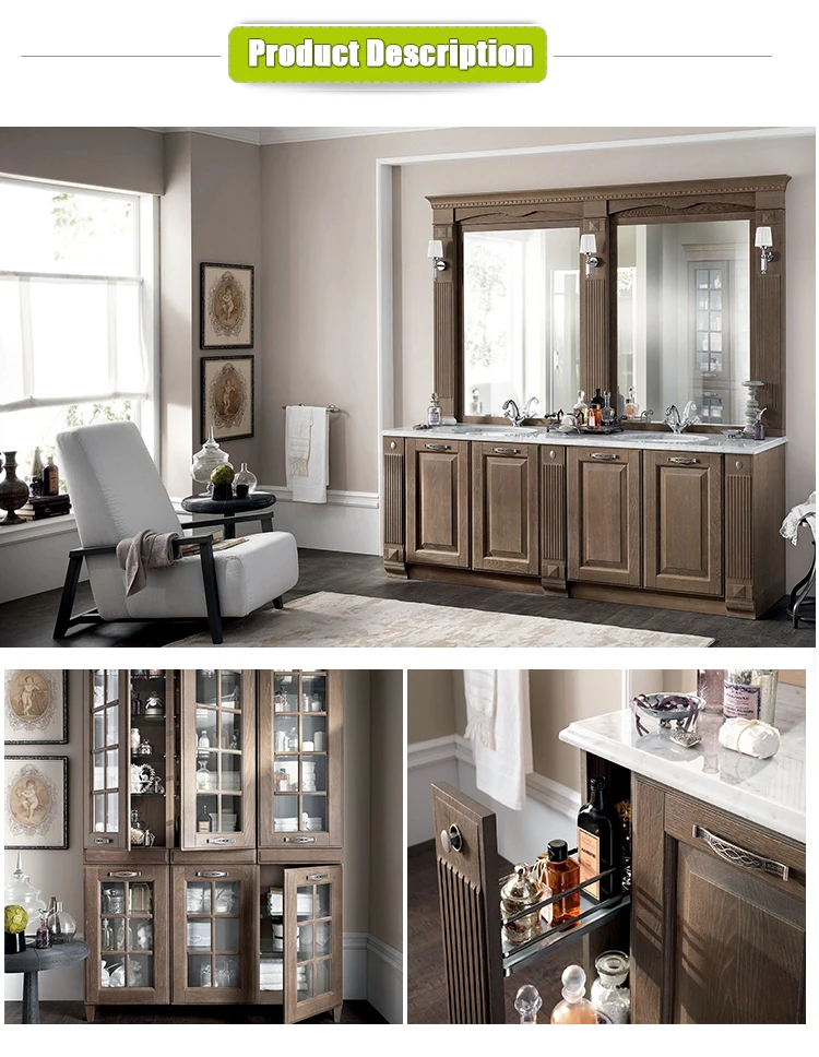 Exclusive Luxury Classical North American Villa Solid Wood Vanity bathroom cabinet for Castle