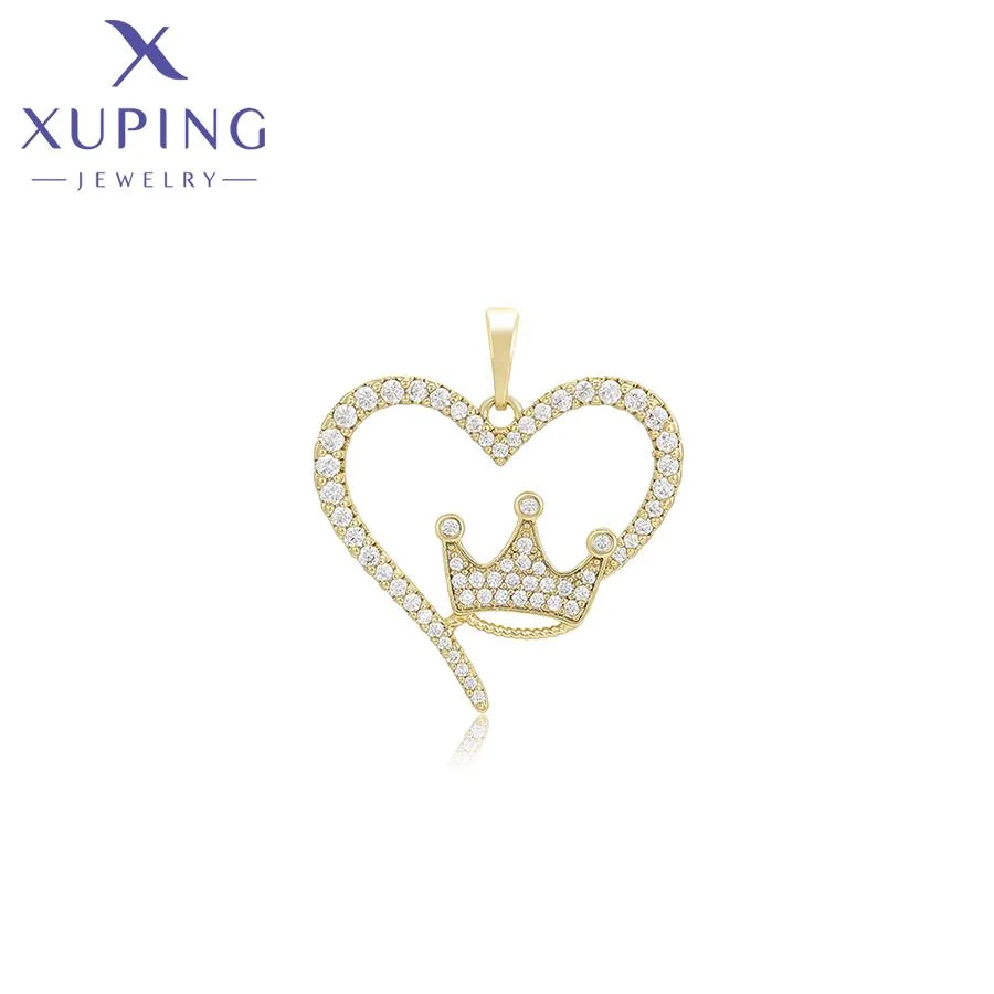 

X000746232 XUPING Jewelry Lover Crown Valentine's Day 14K Gold Plated Ladies Jewelry Heart Pendant designer For Jewelry Making