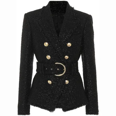 

2021 New arrivals Spring Fall Designer Blazer Jacket Women's Slim fit ladies Blazer jacket with belt
