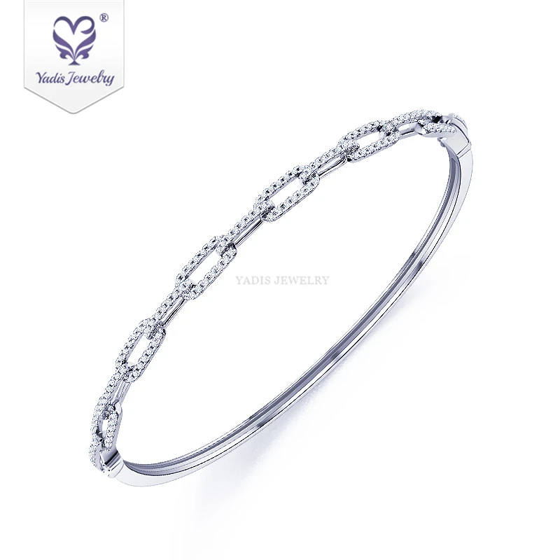 

Tianyu Gems jewelry simple design white gold pure 10k gold custom stock moissanite bangle bracelets for girls wedding party