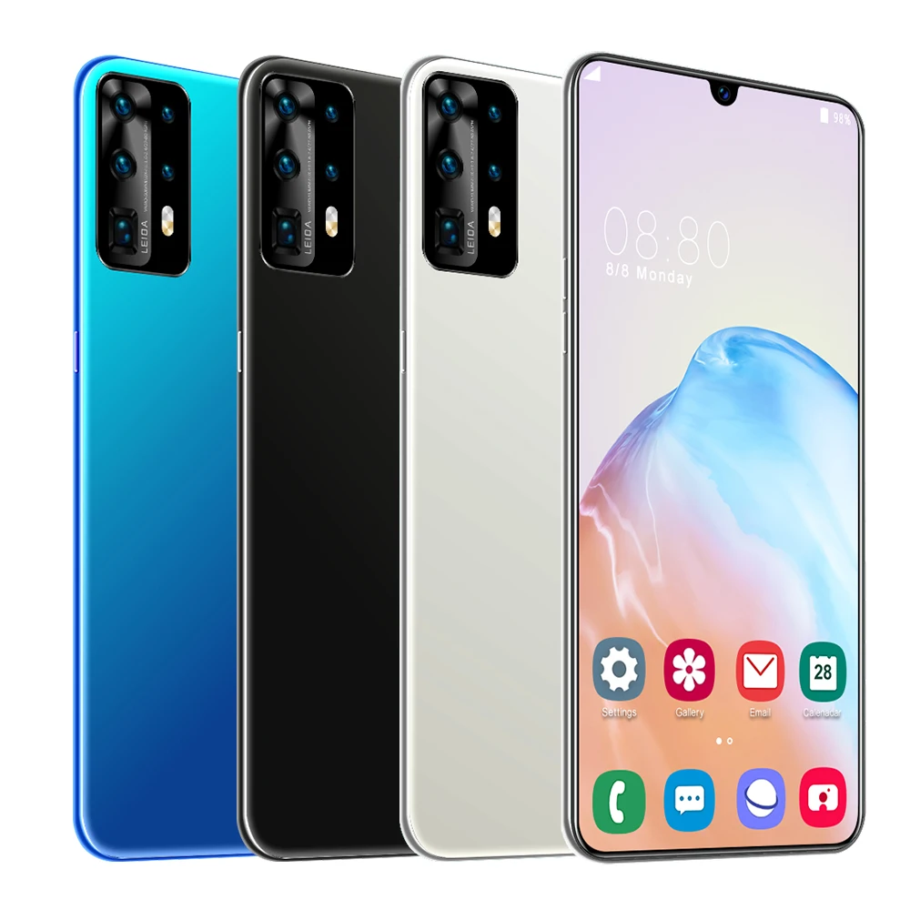 

P40 Pro 12GB+512GB 13MP+32MP 6.5 Inch 5G Mobile Smartphone With Sim Card Big Battery Android Cell Mobile Phones, Black white blue