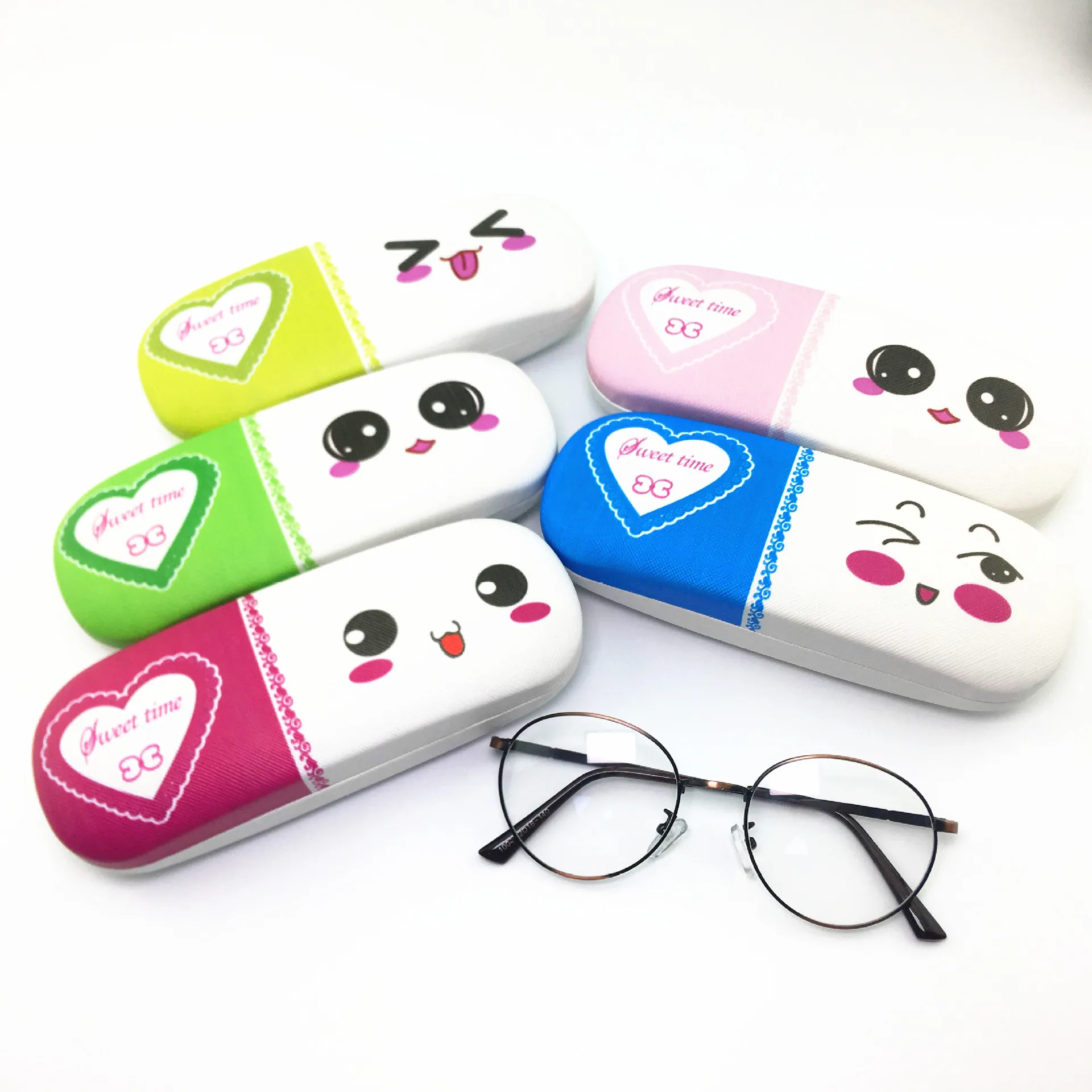 

Custom pattern metal student myopia glasses box cartoon glasses case