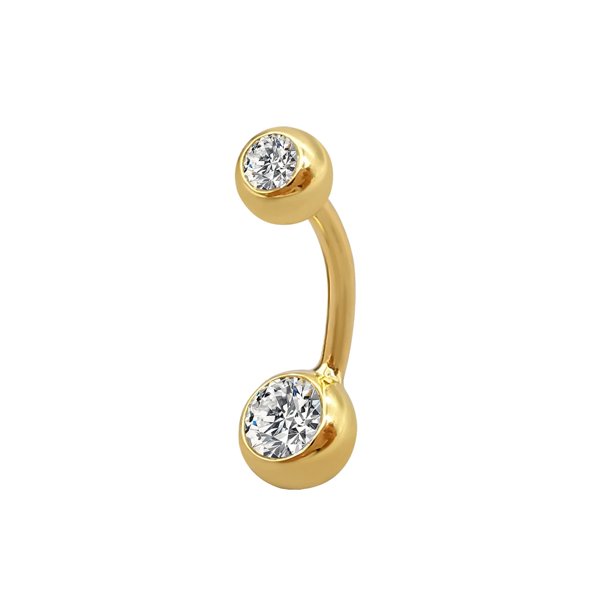 

New Arrival 14K Gold Jewelry Navel Bell Ring Double Balls Moisasnite Fine Jewelry Body Piercing Jewelry