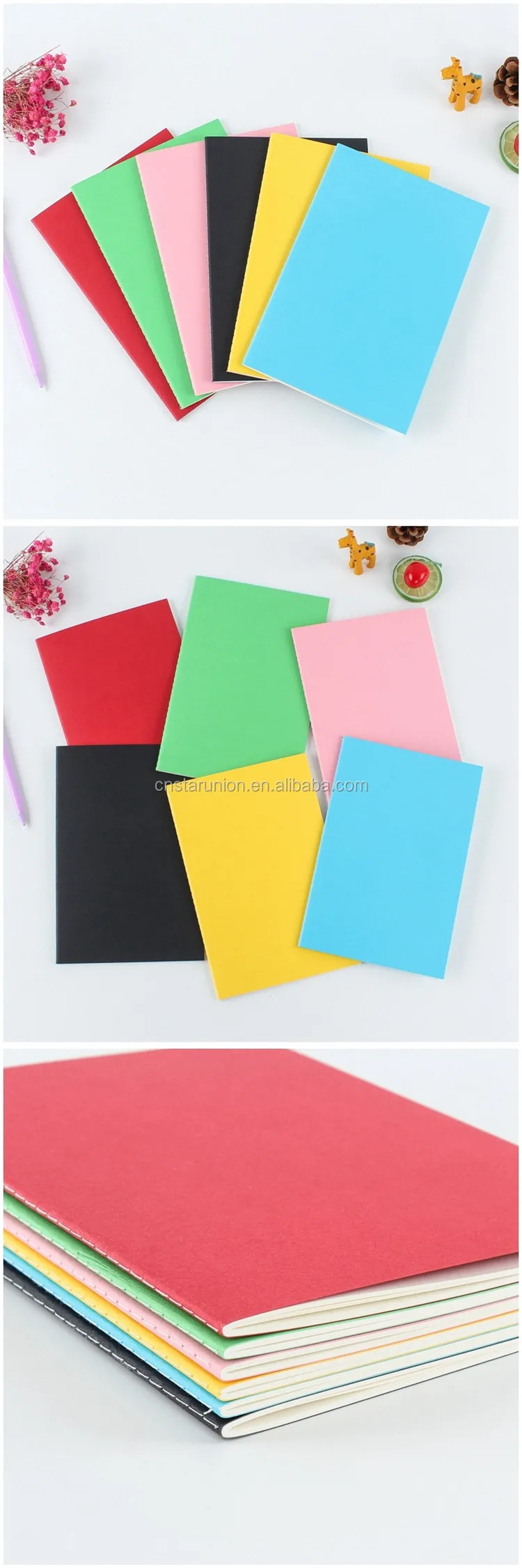 6pcs Travelers Notebook Thread-bound Journal Diary Memo Pad,A5 Size & 30 sheets Gridding Pages 