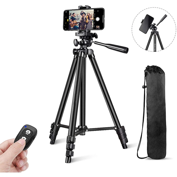

Professional 130CM Adjustable Photography Stand Camera Video Tripod with Cell Phone Mount Holder & Smartphone Remote