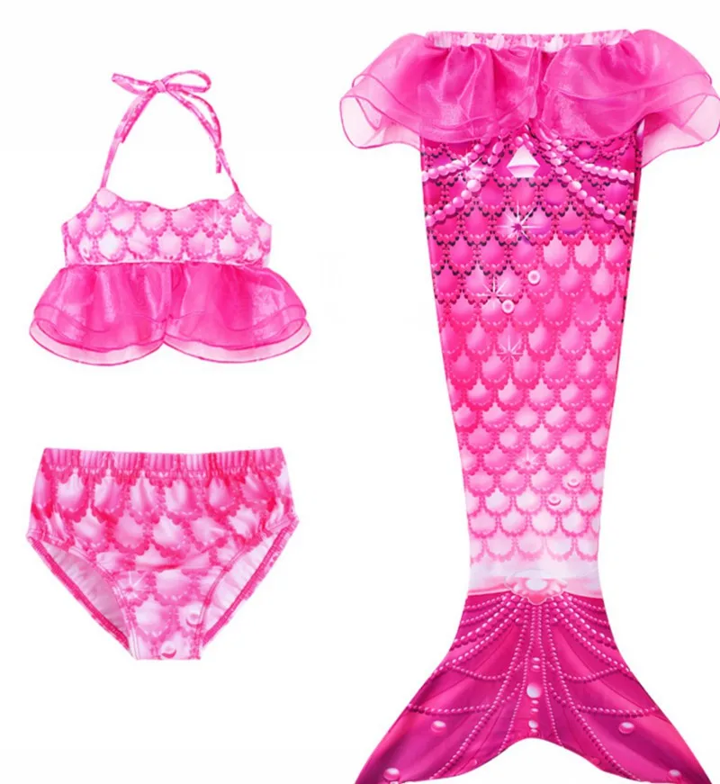 

High quality Girl Mermaid Tail 3 Pieces Swim Bikini Set Cute Swimsuit Mermaid Unicorn Swimwear