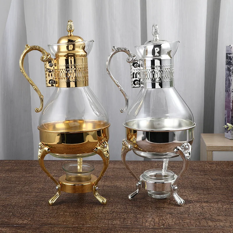 

Arabic Style New Middle East Luxury Glass Jug Carafe Gold Color Handmade Turkish Coffee Pots, Gold,silver