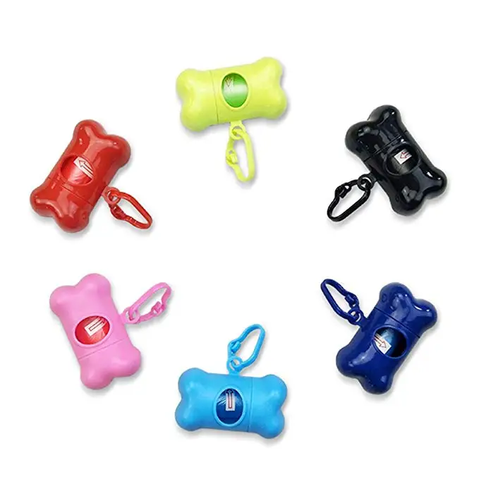 

Cute Pet Dog Poop Holder Rubbish Bags Case Bone Shape Garbage Dispenser Box Clean-up Bag Carrier Case with 15pcs Waste Bags, Black,red,blue,green,dark blue,pink,customized
