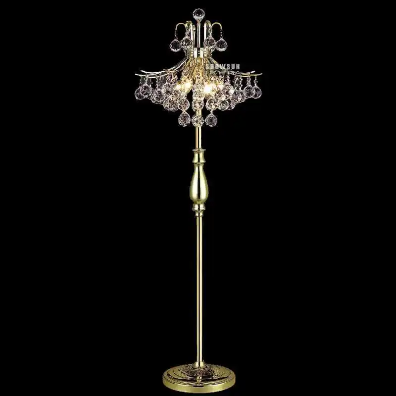 Attractive design bedroom golden crystal floor lamp china factory