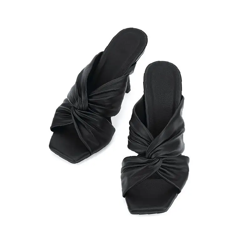 

New Arrival 2021 New Summer Trend Italian Elegant Design Ladies Straps Sexy High-Heeled Women Slipper Sandals Shoes, Black,beige