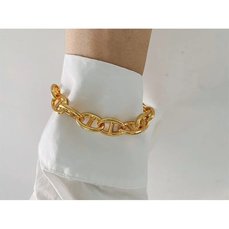 

INS fashion bracelet hip hop style brass gold plated pig nose shape bracelet wholesale