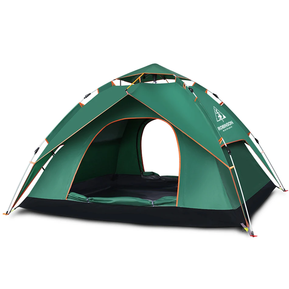 

Camping Tent 3 Seasons Pop Up Waterproof Shelter Luxury Glamping Robinson Outdoor 3-4Persons Family