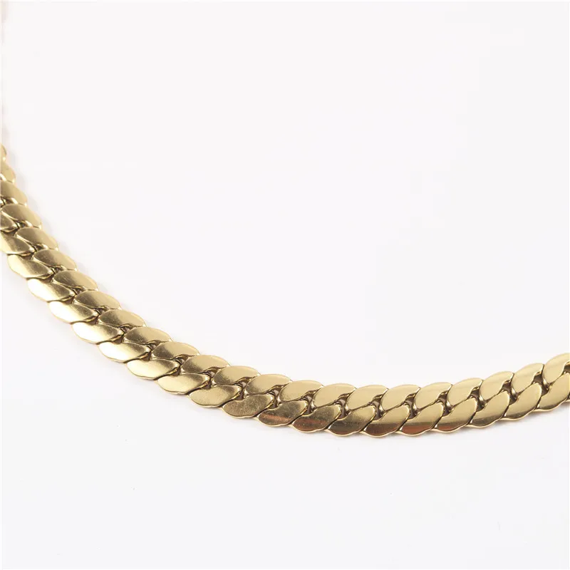 

Tarnish Free Jewelry Stainless steel necklace plating 18K gold wholesale Flat Snake Chain Simplicity Party Gift Elegant