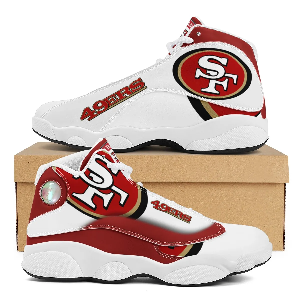 

Wholesale NFL 49ers Custom Name Print Logo Design Sport Fashion Sport Sneaker Unisex Breathable Team Casual Shoes