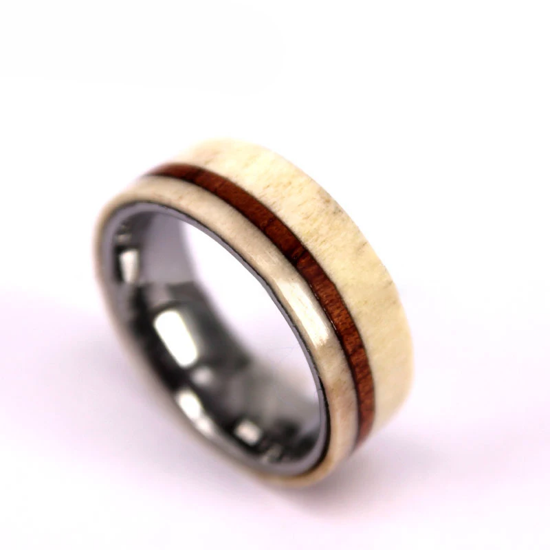 

New Design Men Inlaid Silver Foil Carbon Fiber Natural Stone Chip Ring Stainless Steel Jewelry Tungsten Carbide Roll Ring