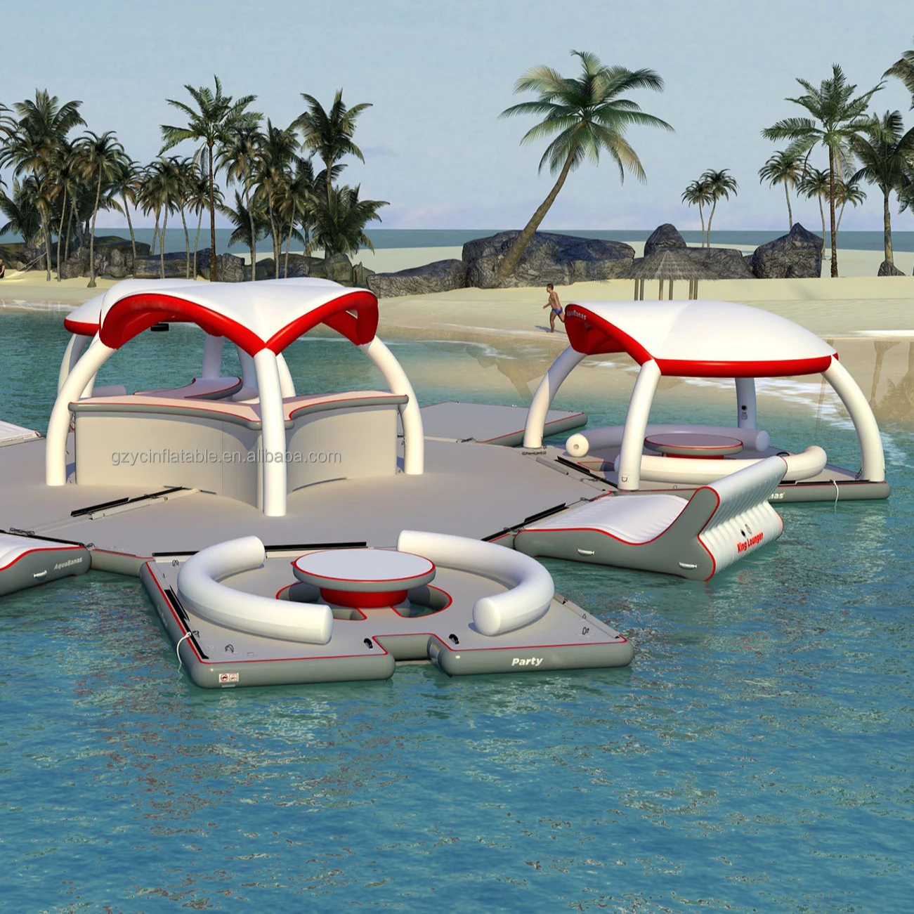 

Inflatable floating island platform kids inflatable floating dock Play water floating tent for adults