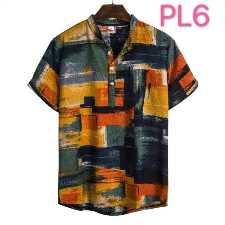 

wholesale RTS Hawaii Shirts printedcasual look Men 95%cotton 5%polyester Summer shirts men's short sleeve beach shirt for men, Printed