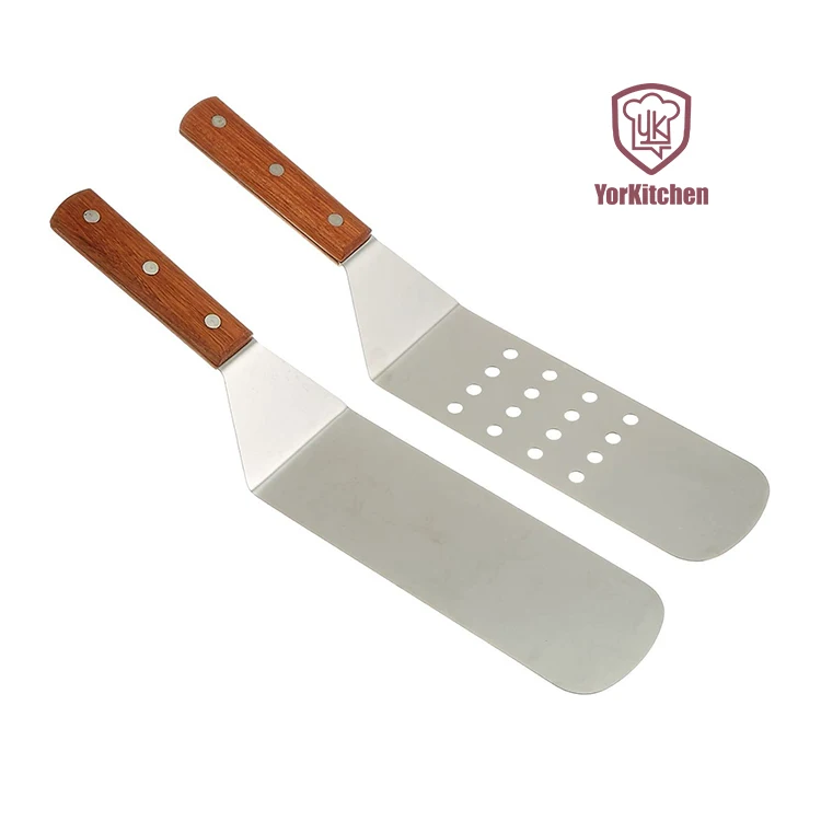 

2pcs Baking Spatula Set Turner spatula for BBQ with wooden handle