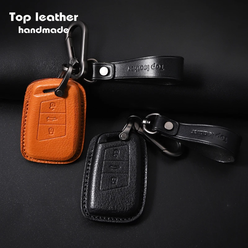 

2021 NEW High Quality Genuine Leather Smart Car Key Case Cover for Volkswagen Passat\Magotan\CC, 6 color available