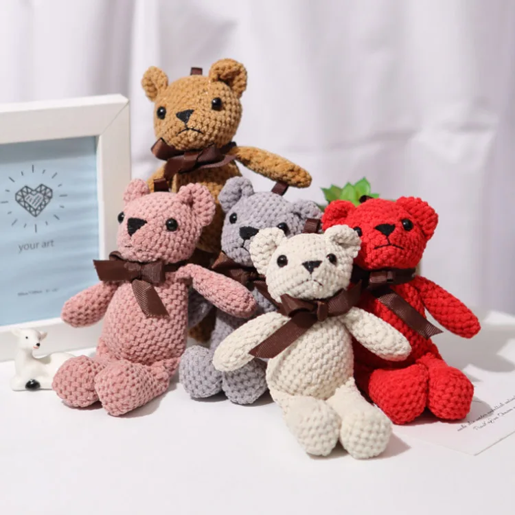 

16cm Teddy bear pineapple lattice bear plush toy doll bag pendant gift and hand gift accessories