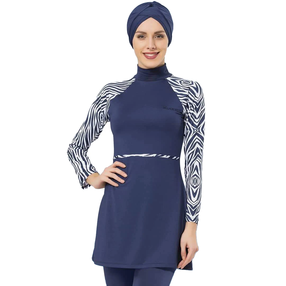 

MOTIVE FORCE Print Muslim Swimsuit For Woman 3pcs Custom Sleeve Islamic Swimsuit
