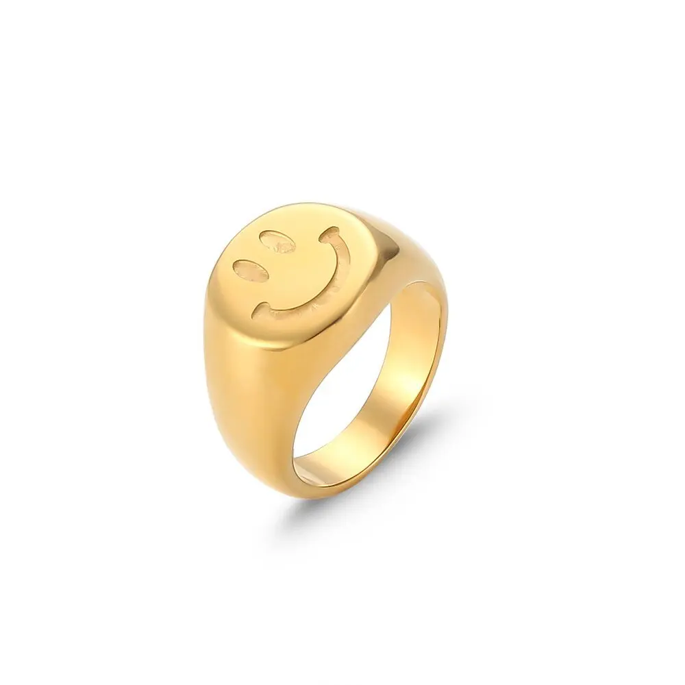 

Great Quality 925 Sterling Silver 18k Gold Plated Jewelry Smiley Face Ring For Women