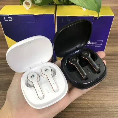 

2021 New L3 TWS Bluetooth Headset Wireless Brand Customize Earbuds Crown Headphone With Charging Case, Black white