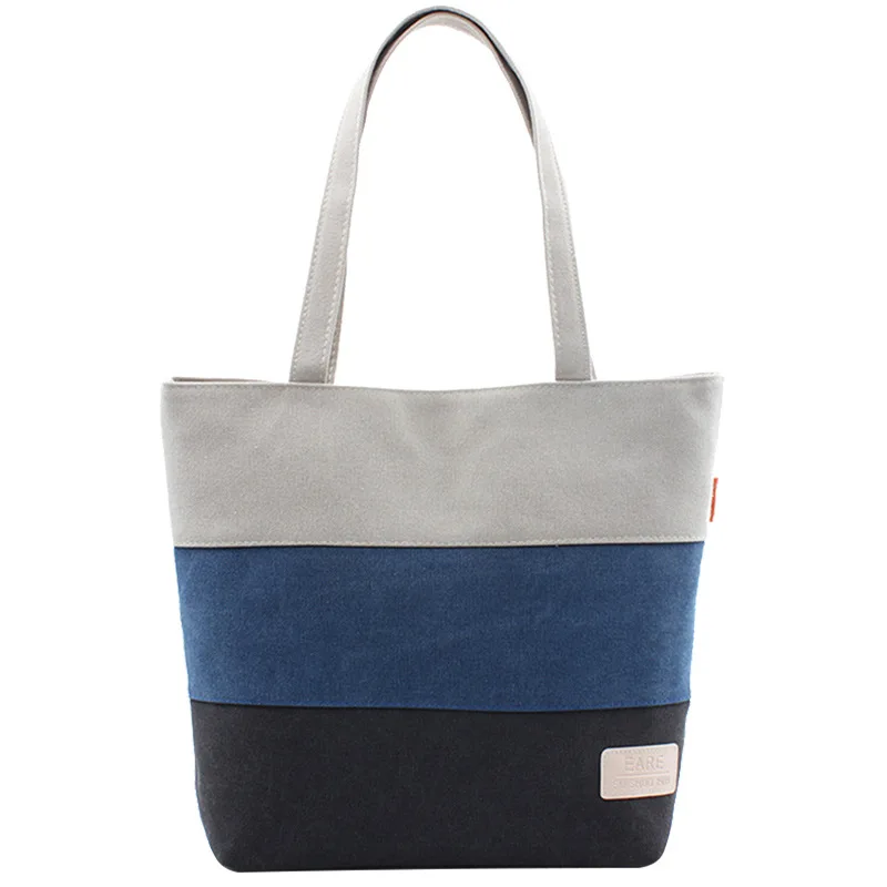 

Fashion Holiday Cheap wholesale leisure wash small stripe canvas tote handbags custom logo from china