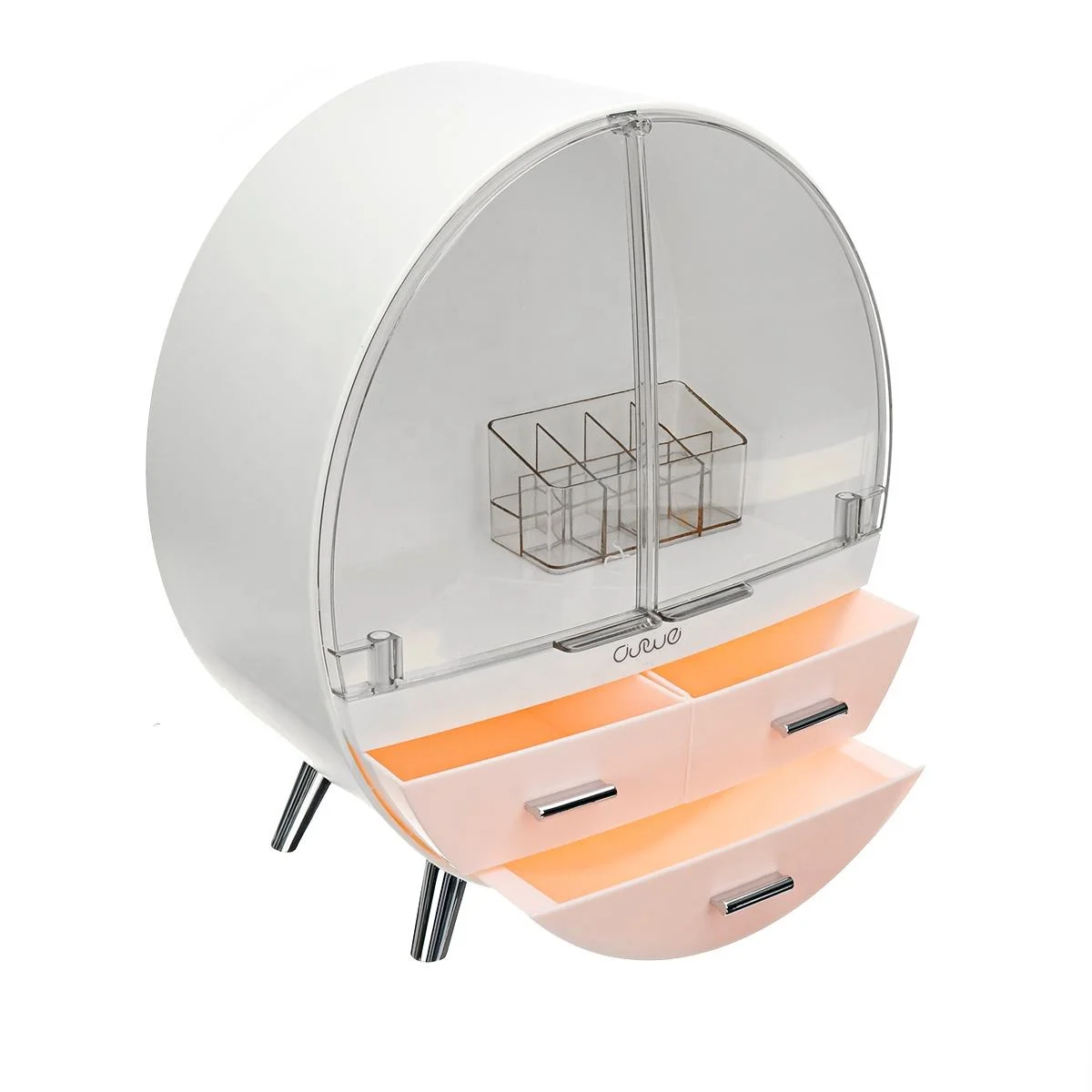 

High-grade Cosmetics Storage Box Plastic Table Top Dust Dresser Lipstick Makeup Box Skin Care Products Storage Box Shelf, Pure color