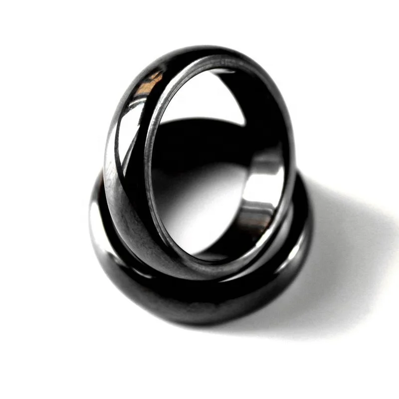 

Amazon Hot Selling 6T Arc Black Gallstone Magnetic Rings High Quality Gemstone Natural Hematite Rings Magnetic