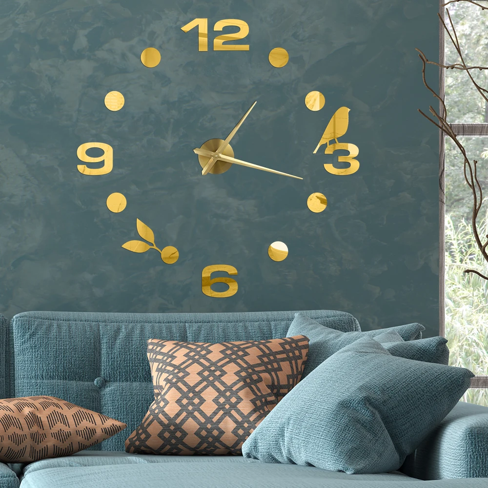 

DIY digital alarm mirror acrylic Creative modern world time Digital roman numerals Wall Clocks decor 3d
