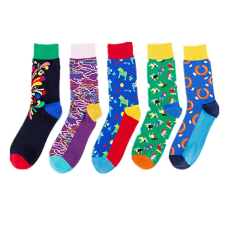 

Hot selling knitted wholesale high quality colorful custom logo men socks