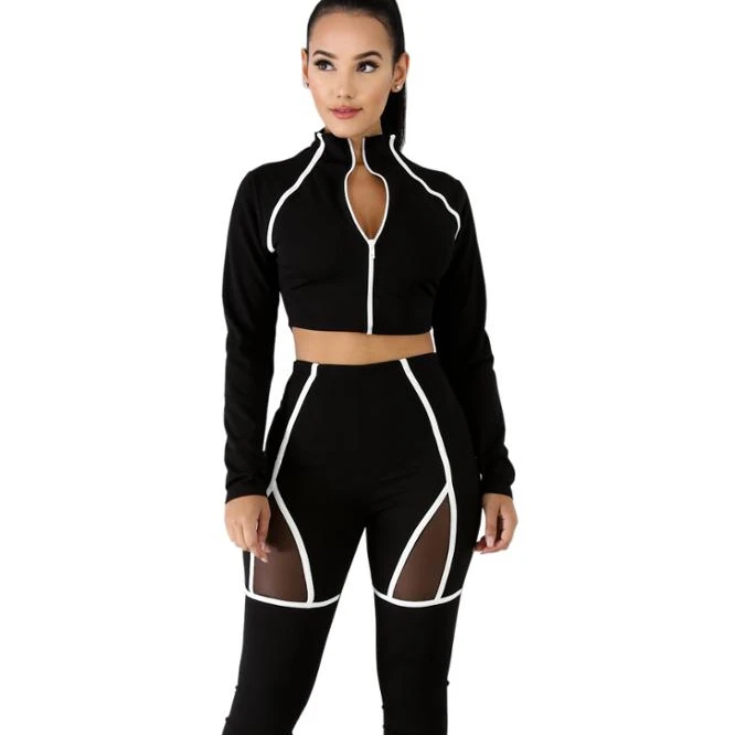 

2020 New arrivals women sexy Long sleeve top track suit sports jogging summer casual two piece pants set