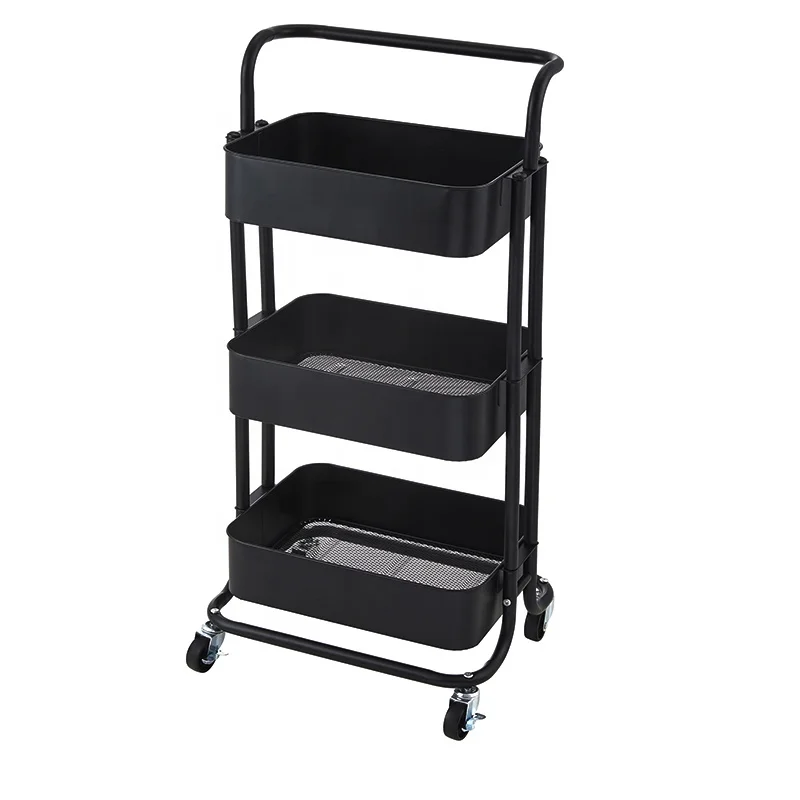 Metal Home Accessories Carbon Steel Kitchen Vegetable Organizer Holders Storage Basket Cart Shelf Containers Hand Trolley