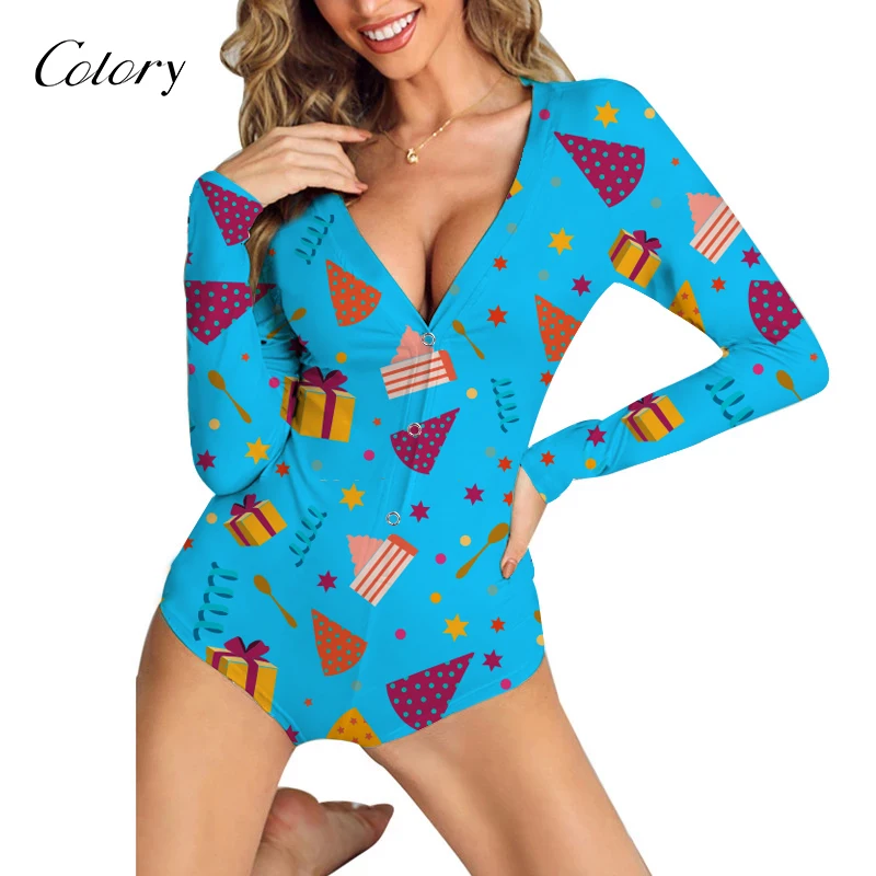 

Colory Floral Set Zodiac Leaf Romper Long Sleeve, Picture shows