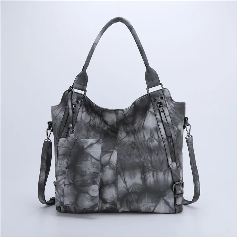 

Angel Kiss Brand Vintage Elegant Women Tie Dye Handbag Set Tote with Small Wristlet