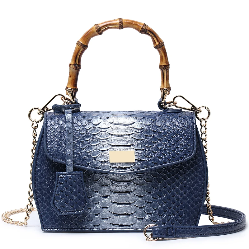 

2020 New Design Crocodile Print PU Women Bags Fashion Bamboo Tote Bag Leather Shoulder Bags