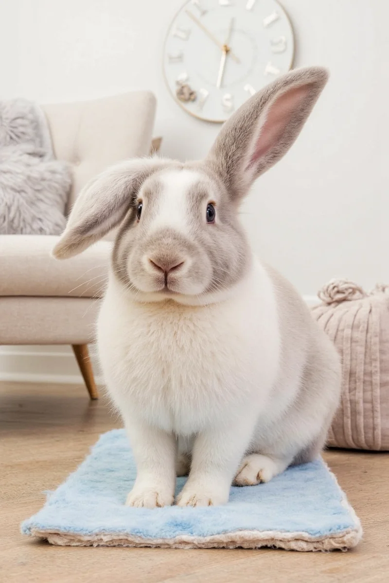 Elegant woven bed for rabbits with matching throw pillow