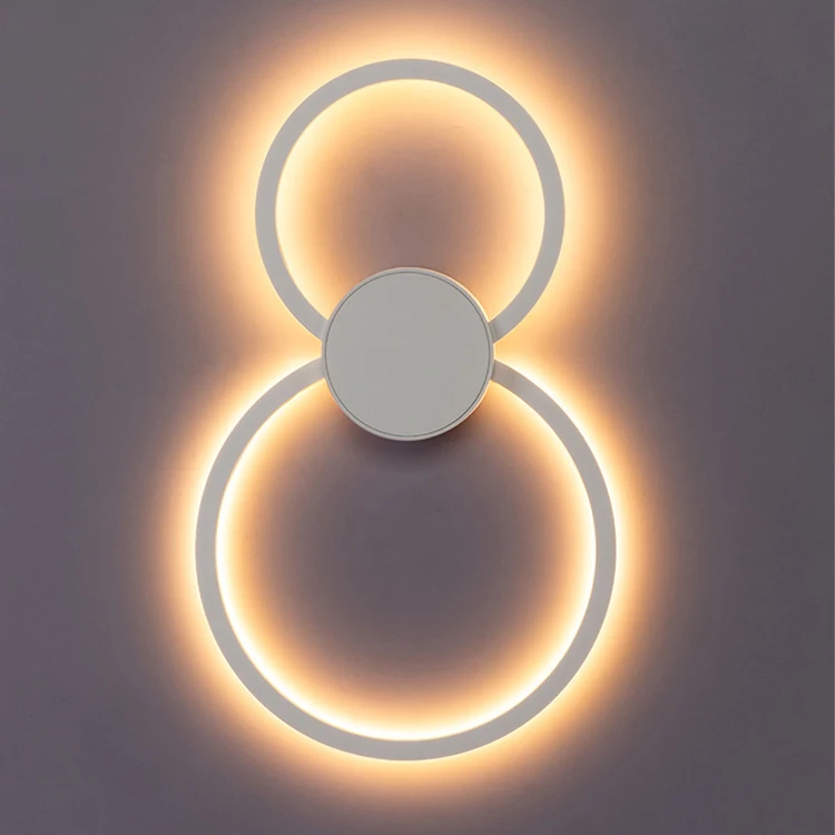 Indoor modern two round aluminum ceiling light linear LED wall light