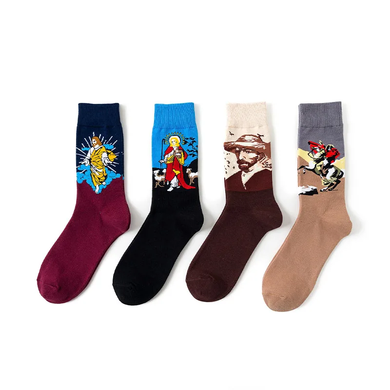 

OEM Custom Made Print Logo Own Designer Luxury Cotton Sports Women Sox Happy Socks Funny Crew Embroidery Men Socks