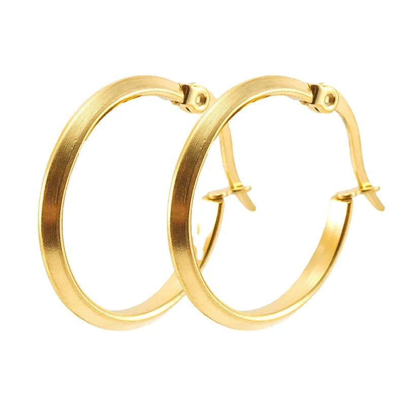 

Classical Minimalist Chic Pairings Statement 18K PVD Gold Plated Stainless Steel Hoop Earrings