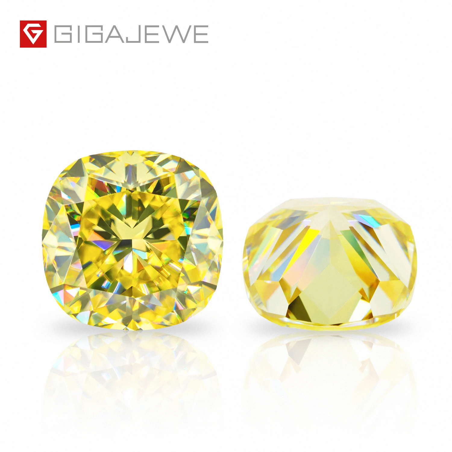 

GIGAJEWE Gem Fancy Vivid Yellow color vvs clarity 3 excellent cut moissanite diamond Cushion Cut loose moissanite gemstone