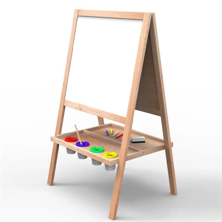 儿童木纹绘画立场木制画架